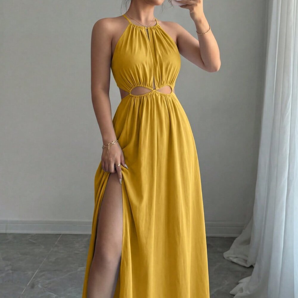 Yellow Casual Women's Bohemian Maxi Dress - Picture 6 of 6